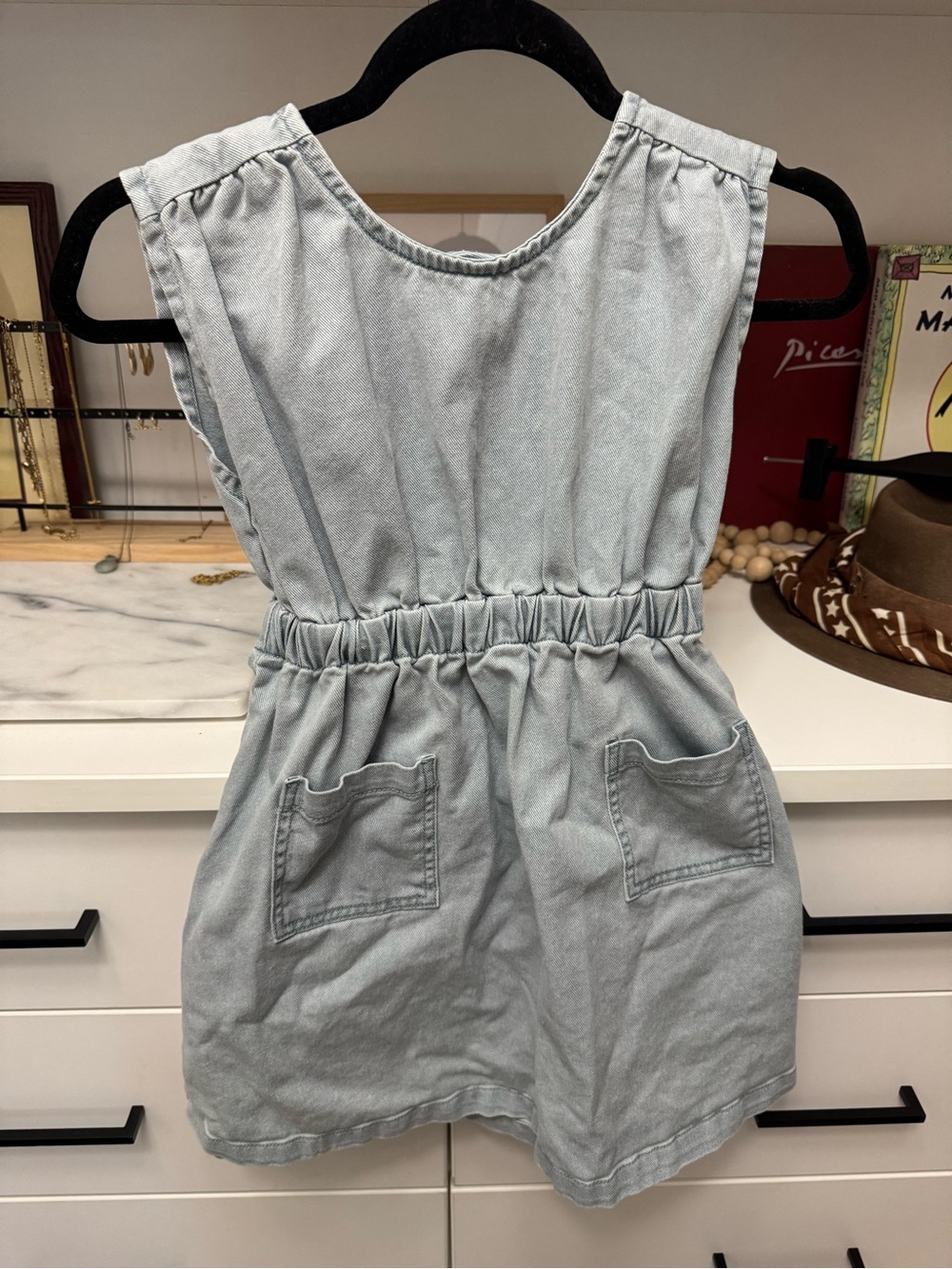Rylee + Cru Faded Light Blue Denim Sundress